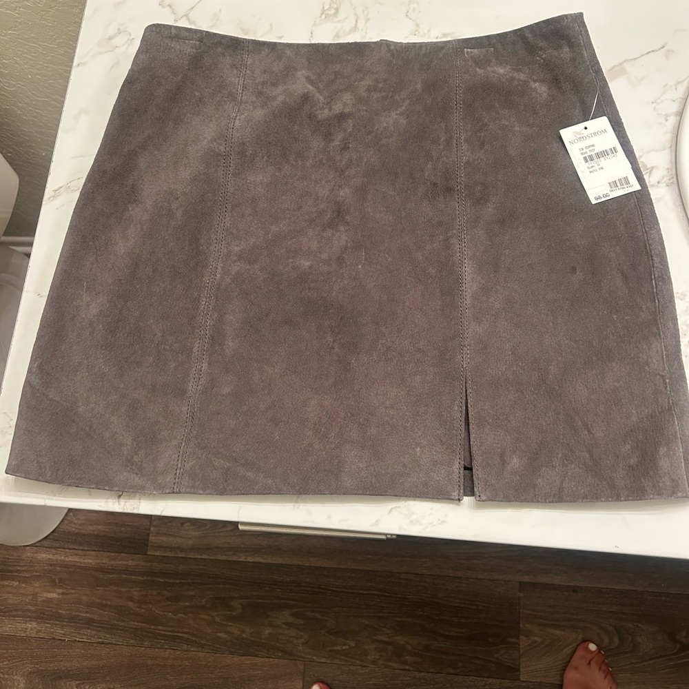 Blank NYC Taupe Suede Mini Skirt